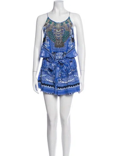 Pre-owned Camilla Silk Printed Romper In Blue