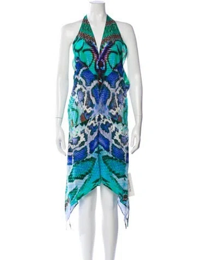 Pre-owned Camilla Silk Printed Romper In Green