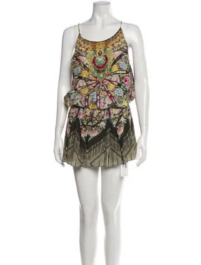 Pre-owned Camilla Silk Printed Romper In Green