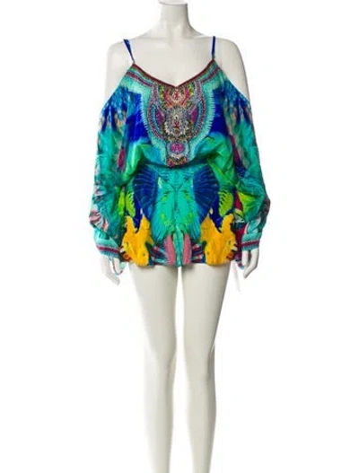 Pre-owned Camilla Silk Printed Romper In Multi