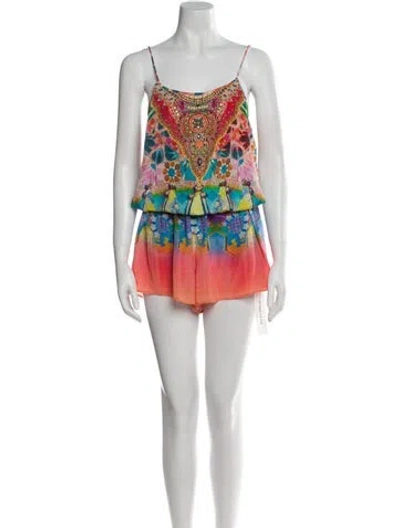Pre-owned Camilla Silk Printed Romper In Multi
