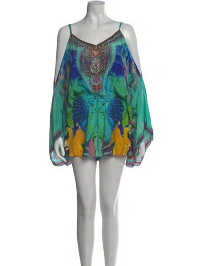Pre-owned Camilla Silk Printed Romper In Multi