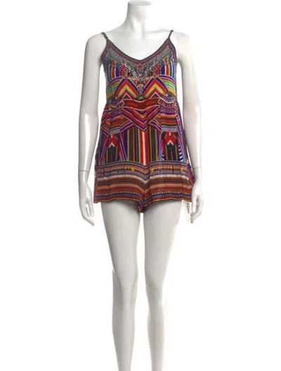 Pre-owned Camilla Silk Printed Romper In Multi