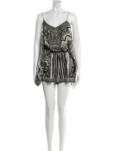 Pre-owned Camilla Silk Printed Romper In Neutral