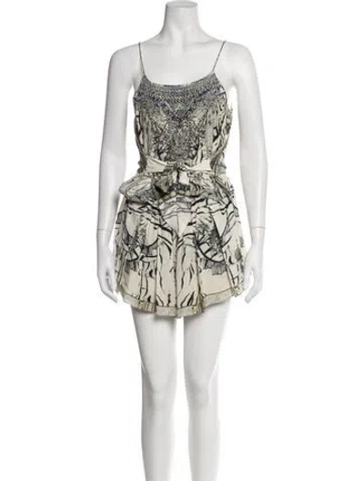 Pre-owned Camilla Silk Printed Romper In Neutrals