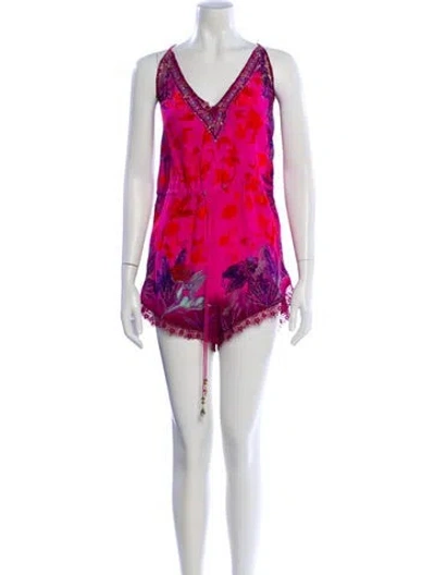 Pre-owned Camilla Silk Printed Romper In Pink