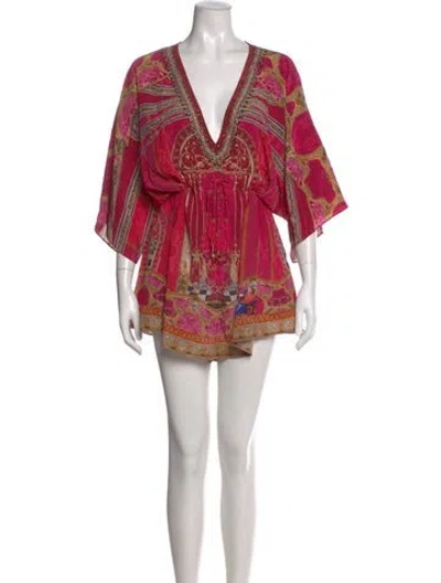Pre-owned Camilla Silk Printed Romper W/ Tags In Pink