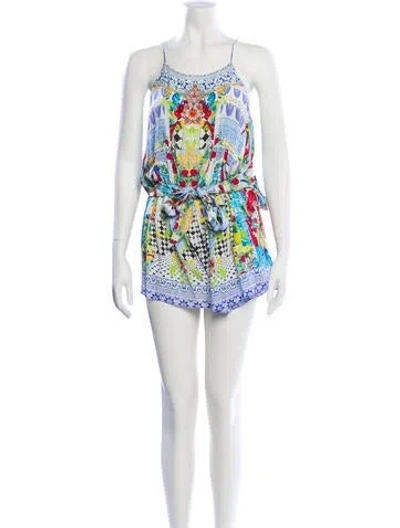 Pre-owned Camilla Silk Printed Romper In Yellow