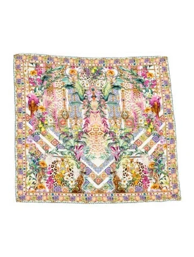 Pre-owned Camilla Silk Printed Scarf In Grey