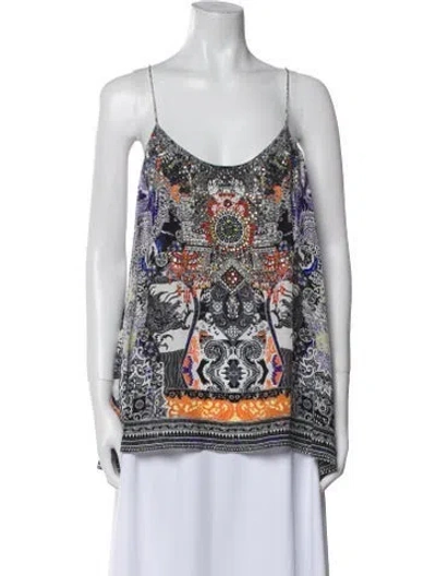 Pre-owned Camilla Silk Printed Top In Black