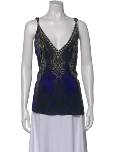 Pre-owned Camilla Silk Printed Top In Black
