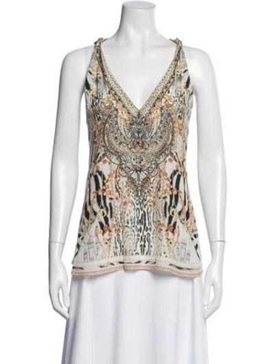 Pre-owned Camilla Silk Printed Top In Black