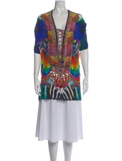 Pre-owned Camilla Silk Printed Top In Blue