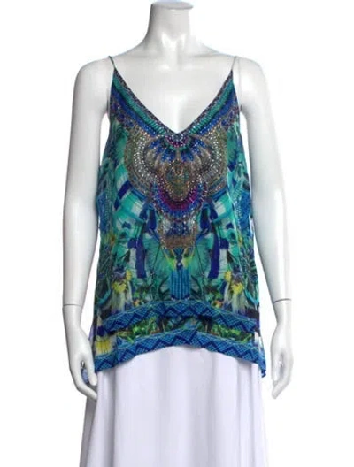 Pre-owned Camilla Silk Printed Top In Blue