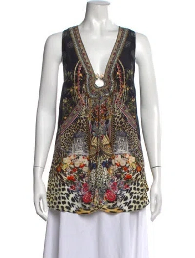 Pre-owned Camilla Silk Printed Top In Blue