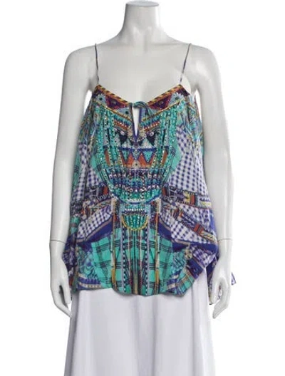 Pre-owned Camilla Silk Printed Top In Blue