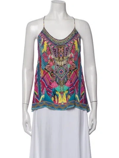 Pre-owned Camilla Silk Printed Top In Blue