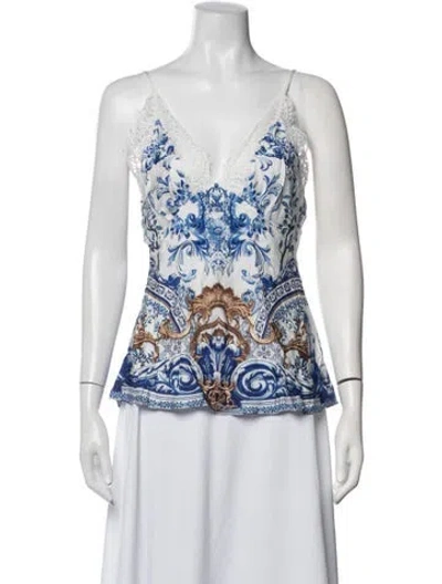 Pre-owned Camilla Silk Printed Top In Blue