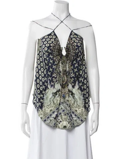 Pre-owned Camilla Silk Printed Top In Blue/green