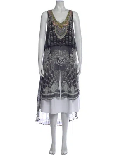 Pre-owned Camilla Silk Printed Top In Gray