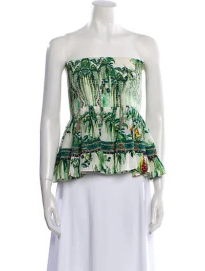 Pre-owned Camilla Silk Printed Top In Green
