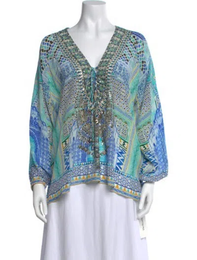 Pre-owned Camilla Silk Printed Top In Green