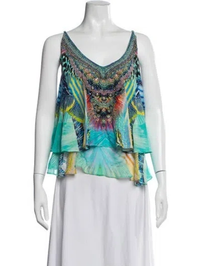 Pre-owned Camilla Silk Printed Top In Multicolor