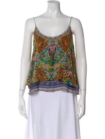 Pre-owned Camilla Silk Printed Top In Neutral