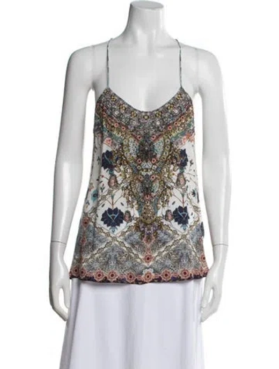 Pre-owned Camilla Silk Printed Top In Neutral