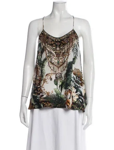 Pre-owned Camilla Silk Printed Top In Neutrals