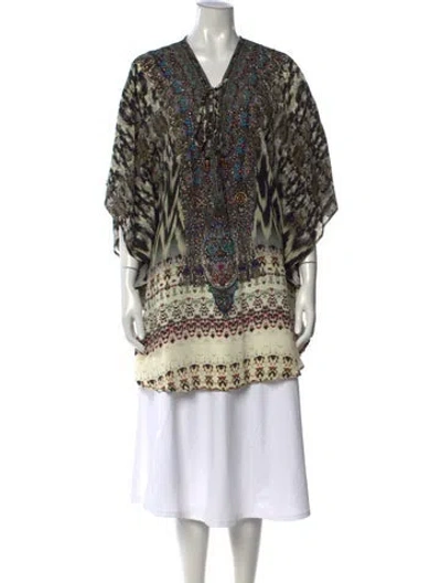 Pre-owned Camilla Silk Printed Top In Neutrals