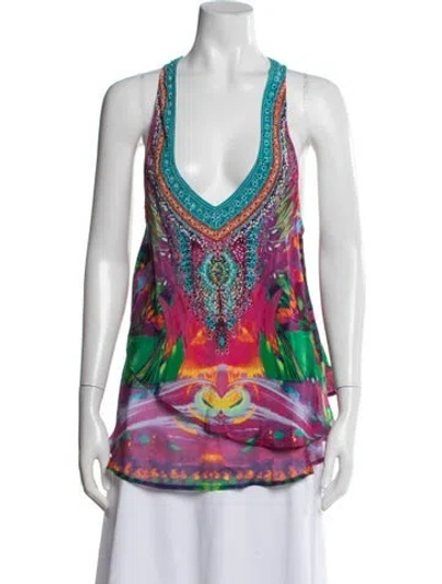 Pre-owned Camilla Silk Printed Top In Purple