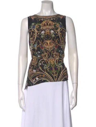 Pre-owned Camilla Silk Printed Top W/ Tags In Black