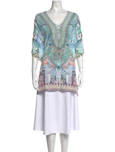 Pre-owned Camilla Silk Printed Top W/ Tags In Blue