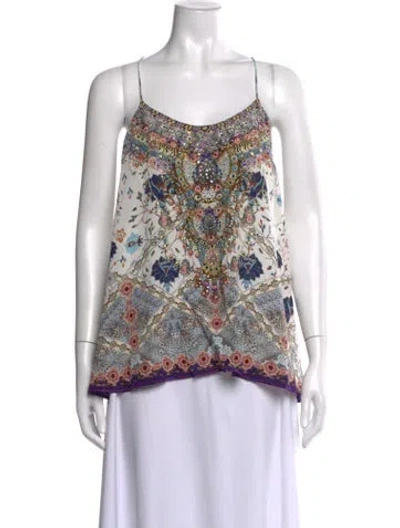 Pre-owned Camilla Silk Printed Top W/ Tags In Blue