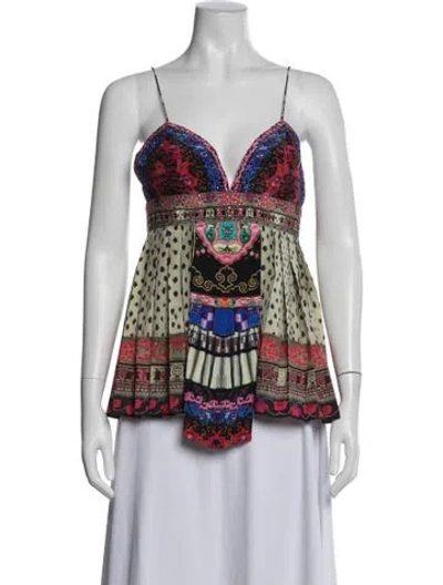 Pre-owned Camilla Silk Printed Top W/ Tags In Multi