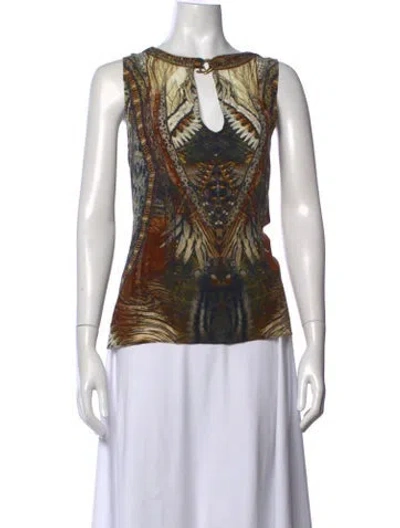 Pre-owned Camilla Silk Printed Top W/ Tags In Neutrals