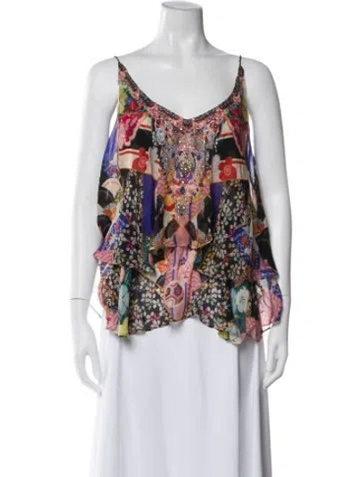 Pre-owned Camilla Silk Printed Top W/ Tags In Pink