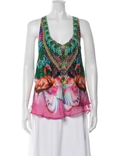 Pre-owned Camilla Silk Printed Top W/ Tags In Purple