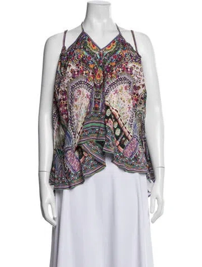 Pre-owned Camilla Silk Printed Top In White