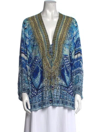 Pre-owned Camilla Silk Printed Tunic In Blue