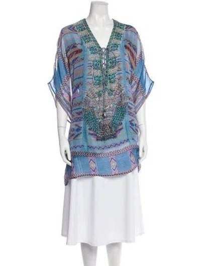 Pre-owned Camilla Silk Printed Tunic In Blue