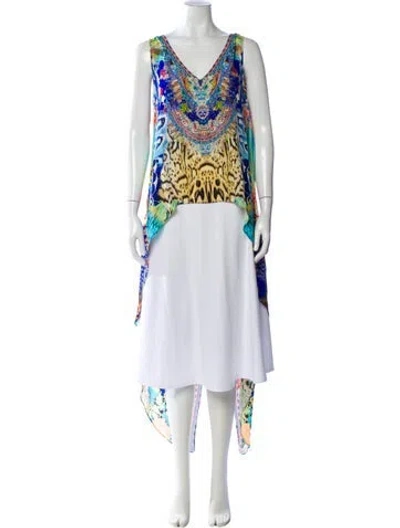 Pre-owned Camilla Silk Printed Tunic In Blue