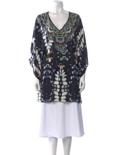 Pre-owned Camilla Silk Printed Tunic In Blue