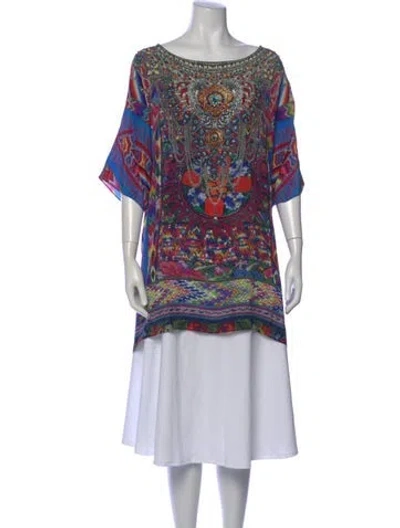 Pre-owned Camilla Silk Printed Tunic In Blue