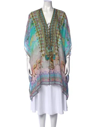 Pre-owned Camilla Silk Printed Tunic In Blue