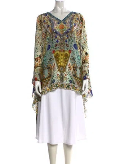 Pre-owned Camilla Silk Printed Tunic In Green