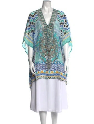 Pre-owned Camilla Silk Printed Tunic W/ Tags In Blue