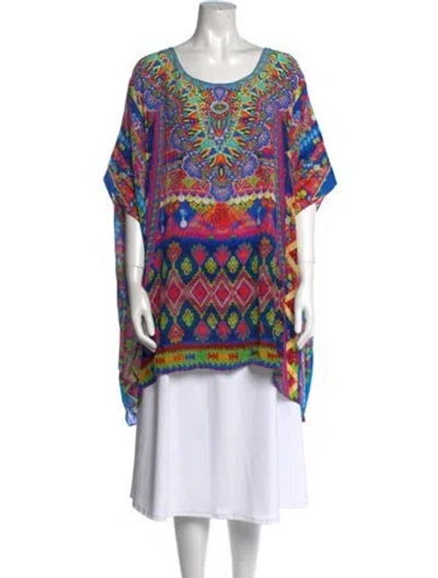 Pre-owned Camilla Silk Printed Tunic W/ Tags In Blue