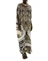 CAMILLA SILK ROUND NECK KAFTAN COVER UP IN TEMPLES OF DENDARA